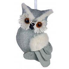 Χριστουγεννιάτικη Λούτρινη Κουκουβάγια Μπλε (15cm)